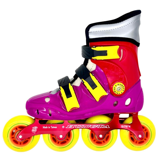 HUNGTA purple inline skates – lightweight aluminum frame, made in Taiwan