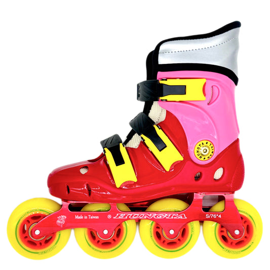 HUNGTA red inline skates – lightweight aluminum frame, made in Taiwan