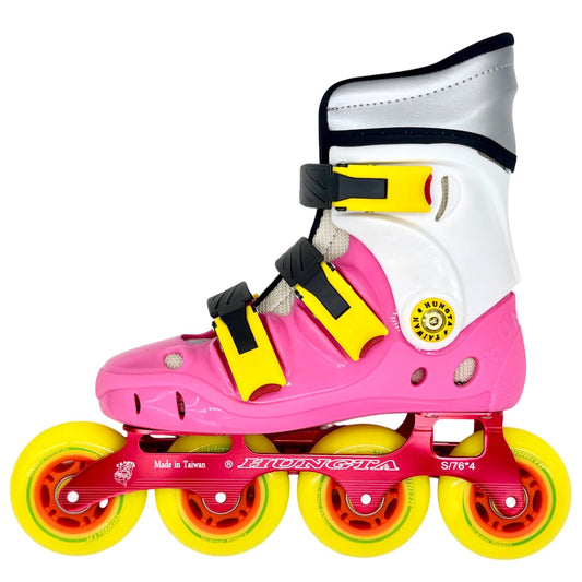 HUNGTA pink inline skates – lightweight aluminum frame, made in Taiwan