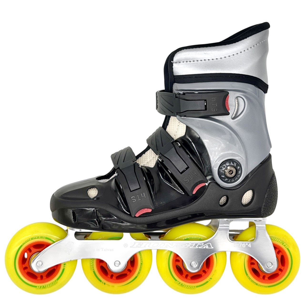 HUNGTA black inline skates – lightweight aluminum frame, made in Taiwan